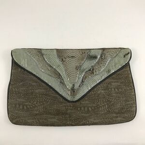 Vintage Snakeskin & Fabric Soft Envelope Clutch